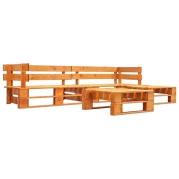 vidaXL 4-delige Loungeset pallet hout honingbruin, Verzenden, Nieuw, 4 zitplaatsen, Loungeset