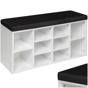 Schoenenkast met zitkussen 103,5x48x30cm - zwart / wit, Verzenden, Nieuw