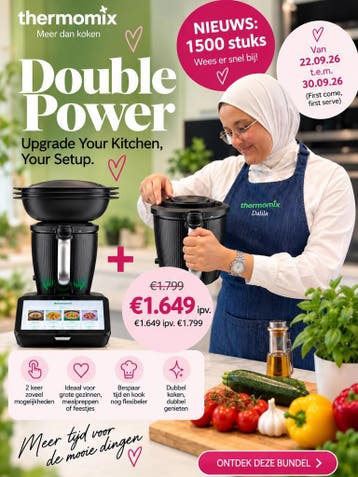 Thermomix TM7 met extra beker Double Power actie, Witgoed en Apparatuur, Nieuw, 3 snelheden of meer, Ophalen of Verzenden, 2 tot 3 liter