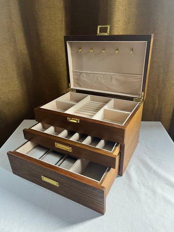 Sieradendoos - 3 niveaus - Hout - Sieraden- en horlogedoos