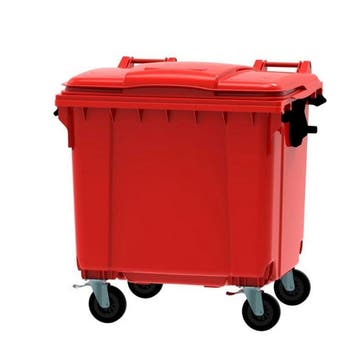Afvalcontainer 4 wiel 1100 liter rood - voor DIN-opname, Verzenden, Nieuw