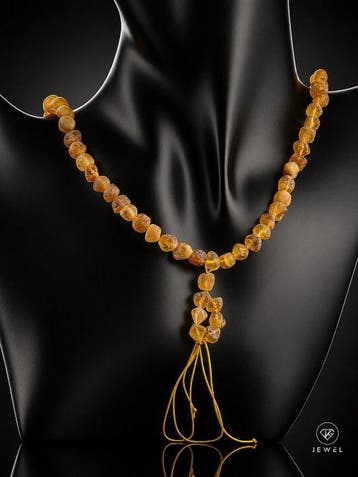 Natuurlijke honingkleurige amber Yapa Mala halsketting -