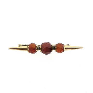 Vintage gouden broche met carneool, Gebruikt, Ophalen of Verzenden, Met edelsteen, Goud