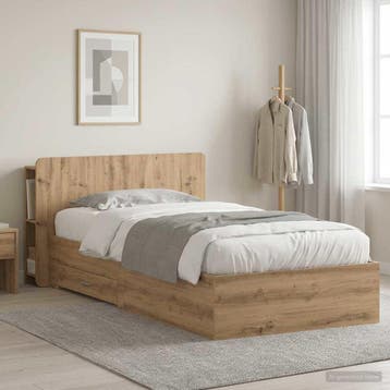vidaXL Bedframe met opslag Artisanaal eiken 90 x 190 cm, Eenpersoons, Bruin, Verzenden, Nieuw
