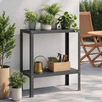 vidaXL Planttafel 100 x 40 x 80 cm Gepoedercoat staal Zwart, Verzenden, Nieuw