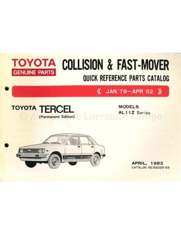 1983 TOYOTA TERCEL SNEL ONDERDELENHANDBOEK ENGELS
