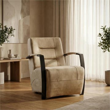 Leren fauteuil Magnificent - Kenia Taupe (taupe/bruin), Nieuw, Ophalen of Verzenden, 50 tot 75 cm, Industrieel, Modern