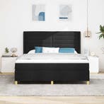 vidaXL Boxspringbed met matras met hoofdeinde Zwart 180 x, Huis en Inrichting, Verzenden, Nieuw, Zwart, Stof