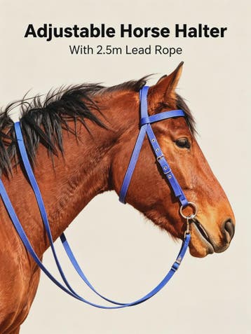 Verstelbaar Paard Halster met Longeerlijn Set - Nylon, 2.5m, Verzenden, Nieuw