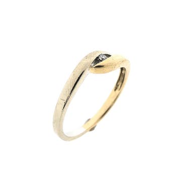 Jeunesse bicolor gouden ring met diamant; 0,02 ct, 18 tot 19, Gebruikt, Ophalen of Verzenden, Met edelsteen