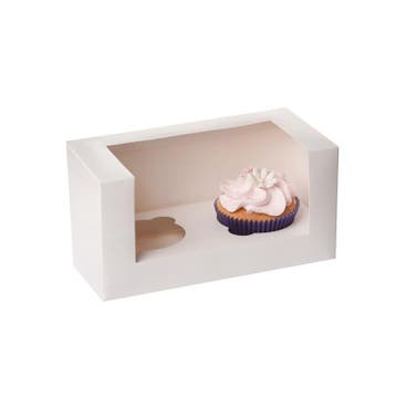 HoM Cupcake Doosje 2 Wit (incl. tray met venster) 3st., Verzenden, Nieuw
