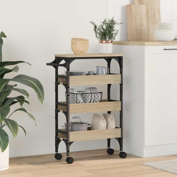 vidaXL Keuken Trolley Sonoma Eiken 53 x 20 x 76 cm Bewerkt, Verzenden, Nieuw
