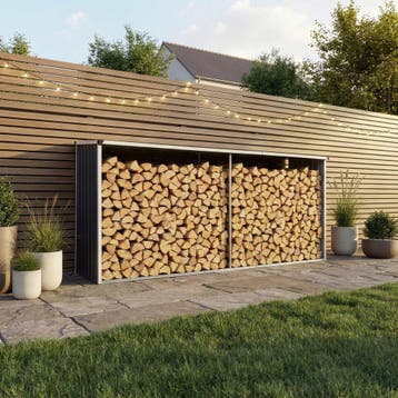 [casa.pro] Stalen brandhout rek Kalmar houtopslag 352x80x152, Verzenden