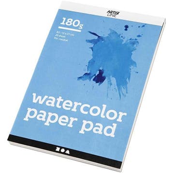 Aquarelblok, A5, vel 148x210 mm, 180 gr, wit, 20 vel/ 1 stuk, Hobby en Vrije tijd, Nieuw