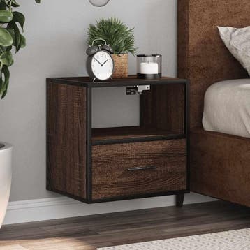 vidaXL Nachtkastjes 2st wandgemonteerd 40x31x39,5cm bruin, Minder dan 45 cm, Verzenden, Nieuw, Minder dan 55 cm