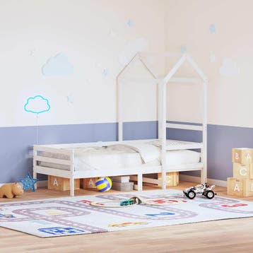 vidaXL Kinderbedhuisje 118x70x176,5 cm massief grenenhout, Verzenden, Nieuw, Wit, Hout