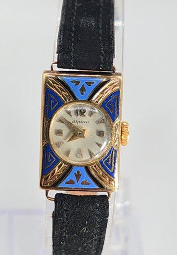 Alpina 466 - 14K Gold Damen Schmuckuhr - Viereckform-, Nieuw