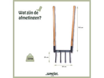 de Woeler DW4 - Woelvork - Roestvrij - Ergonomisch - FSC, Tuin en Terras, Verzenden, Zo goed als nieuw