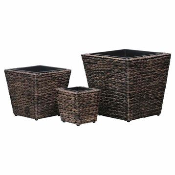 vidaXL Plantenbakken verhoogd 3 st waterhyacint bruin, Overige materialen, Verzenden, Minder dan 60 cm, Nieuw