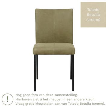 Leren eetkamerstoel Basic - Toledo Betulla (crème) - Poten, Huis en Inrichting, Overige kleuren, Nieuw, Leer, Ophalen of Verzenden