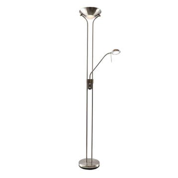 Moderne Nikkel leeslamp Salvador, 2 warm witte lampjes, met, Nieuw, Ophalen of Verzenden, 150 tot 200 cm, Modern