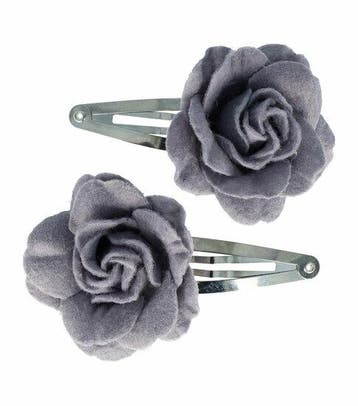 Haarspeld Klikklak 6cm - Roos Bloem - Vilt - Grijs - Set van, Nieuw
