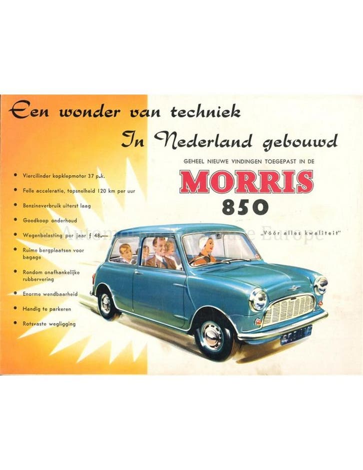 1961 MORRIS 850 BROCHURE NEDERLANDS, Boeken, Auto's | Folders en Tijdschriften