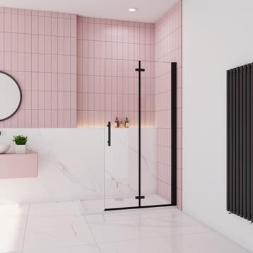 Aica douchewand 71x185cm 6mm antikalk glas mat zwart21, Nieuw, Glas, Douche
