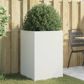 vidaXL Plantenbak 52x48x75 cm staal wit, Verzenden, Minder dan 60 cm, Nieuw, Metaal