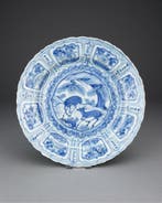 Kraak-ware plaat - Porselein - Deer - China - Ming Dynastie