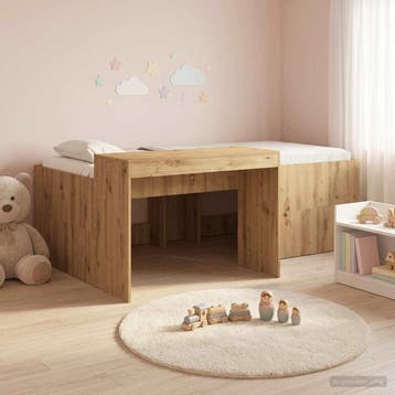 vidaXL Hoge Bed Frame met Bureau voor Kinderen Artisanaal, Verzenden, Nieuw, Bruin, Hout