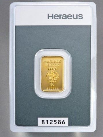 5 gram - Goud .999 - Heraeus, Germany - Verzegeld