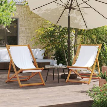 vidaXL Opklapbare stoelen, 2 stuks, crèmekleurige en witte, Tuin en Terras, Tuinstoelen, Verzenden, Nieuw