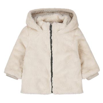 Dirkje meisjes winterjas off white capuchon imitatiebont, Ophalen of Verzenden, Nieuw