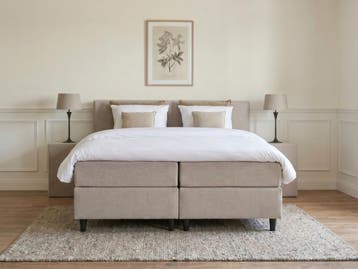 Opberg Boxspring Eefje - Beige - 160 x 220 cm, Huis en Inrichting, Slaapkamer | Boxsprings, Verzenden, Beige, Nieuw, 160 cm