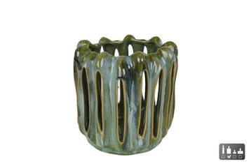 Windlicht decoratie groen wit aarde van €14,99 voor €7,49, Ophalen of Verzenden, Nieuw