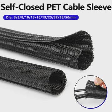 Zwarte PET Kabel Sleeve - Uitbreidbaar, Zelfsluitend & Split, Verzenden, Nieuw