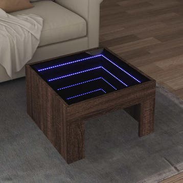 vidaXL Salontafel met Infinity LED 50x50x30 cm bruin, Huis en Inrichting, Tafels | Salontafels, 50 tot 100 cm, Verzenden, Nieuw