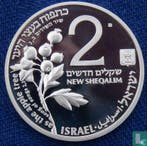 Israël 2 nieuwe sheqalim 1993 (JE5754 - PROOF) Hart and..., Verzenden, Losse munt, Goud