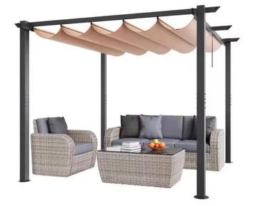 Aluminium Pergola 3x3m met Intrekbare Luifel voor Terras, Tuin en Terras, Verzenden, Nieuw