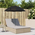 vidaXL Ligbed 2-persoons met kussens en parasol poly rattan, Verzenden, Nieuw