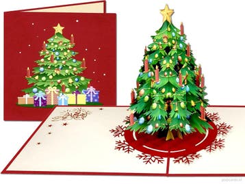 Pop-up Kerstkaart met Kerstboom – Luxe 3D wenskaart, Verzenden, Nieuw