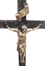 Crucifix - Hout, Zilver - 1900-1910 - Met zilveren corpus