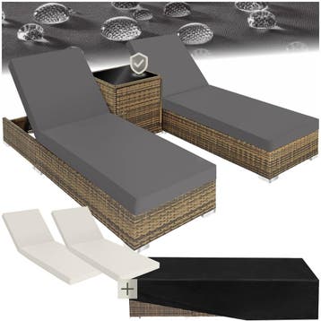 2 rotan ligstoelen met aluminium frame en tafel, Tuin en Terras, Tuinsets en Loungesets, Verzenden, Nieuw