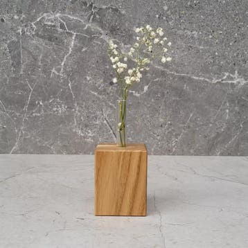 HOCHO Eikenhouten Vaas 55x55x70 mm – Met Glazen Buisje vo., Ophalen of Verzenden, Nieuw