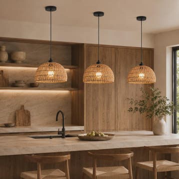 SediaXL Rotan Hanglamp Boho Stijl 30cm - Woven Paper Rope Pl, Huis en Inrichting, Verzenden, Nieuw