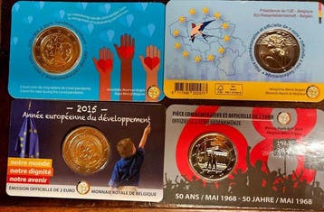 België. 2 Euro 2015/2024 (4 coins) (Zonder minimumprijs)