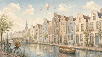 Grachtenpanden fotobehang – behang kinderkamer op maat, Verzenden, Fotobehang