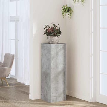 vidaXL Plantenstandaard 33x33x100 cm bewerkt hout betongrijs, Verzenden, Nieuw