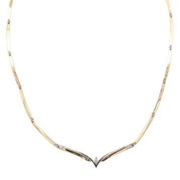 Gouden choker met diamant 44 cm 14 karaat, Verzenden, Zo goed als nieuw, Goud